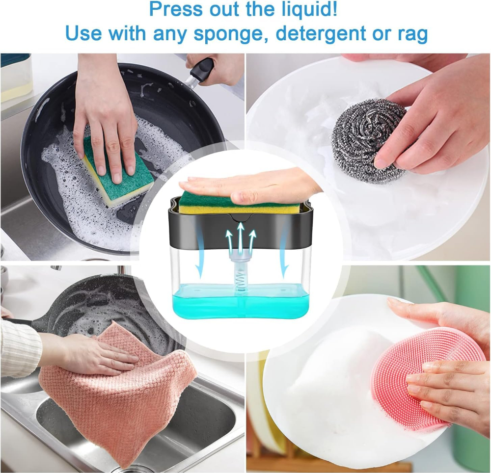klip2deal_refillable_soap_dispenser_with_sponge_holder_for_sink